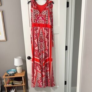 Eliza J Red and White Ruffled Tiered Sundress